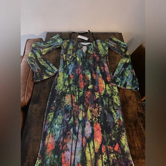 Nasty Gal Abstract Printed Sequin Halter Neck Dress - Picture 11 of 16